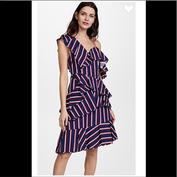 Alice + Olivia Asymmetrical Ruffle Midi Dress - mordernwear.com
